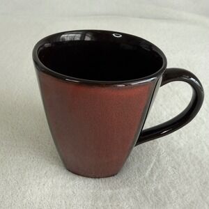 Pier 1 Import Hand Painted Stoneware Coffee Mug Cup Mosaic Brown Red Blue Green